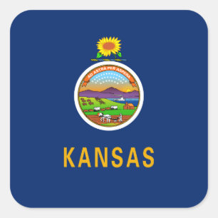 Kansan Flag, Flag of Kansas Square Sticker