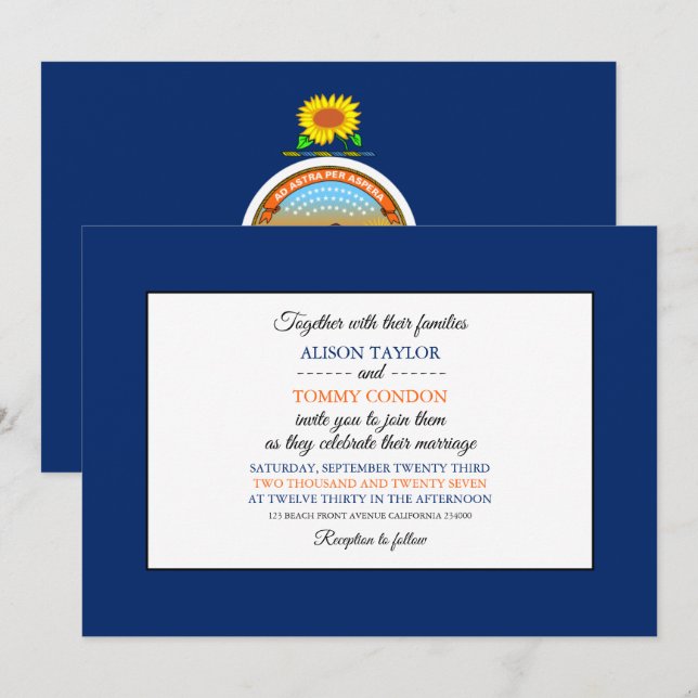 Kansan Flag, Flag of Kansas Wedding Invitation (Front/Back)