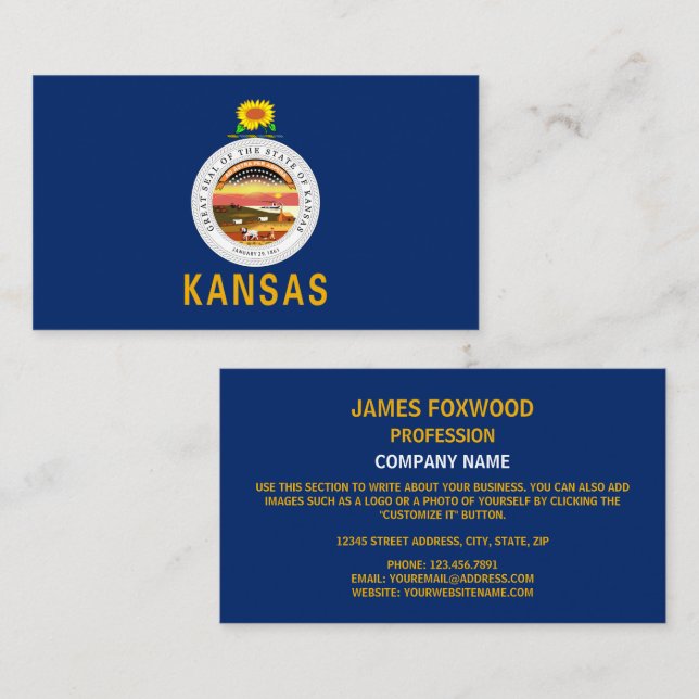 Kansan Flag & Seal, Flag of Kansas Business Card (Front/Back)