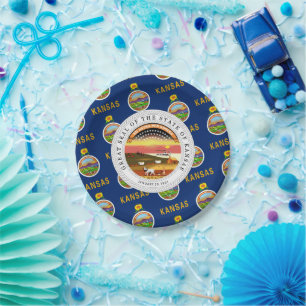 Kansan Flag & Seal, Flag of Kansas Paper Plates