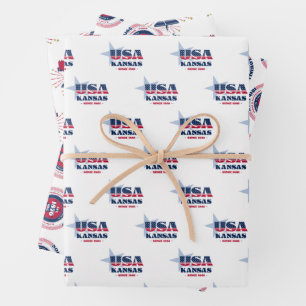 Kansas, 50 States, Liberty Bell Wrapping Paper Sheets
