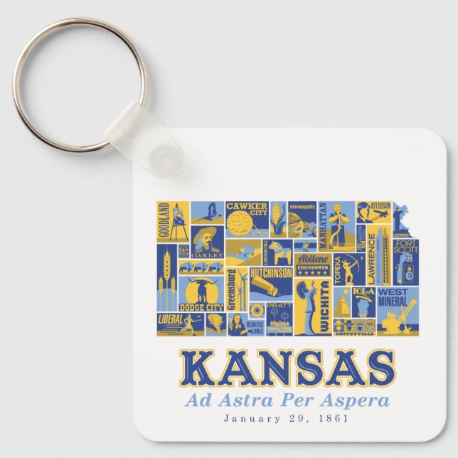 Kansas: Ad Astra Per Aspera –Keychain Keychain (Front)