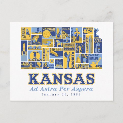 Kansas _ Ad Astra Per Aspera _ Postcard