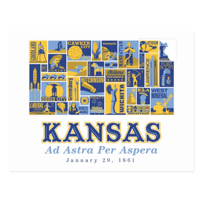 Kansas   Ad Astra Per Aspera   Postcard