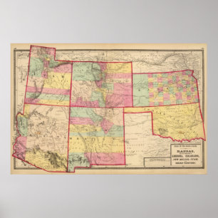 Kansas, and Arizona, Colorado, New Mexico, Utah Poster