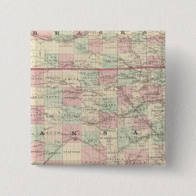 Kansas and Nebraska Pinback Button (Front)