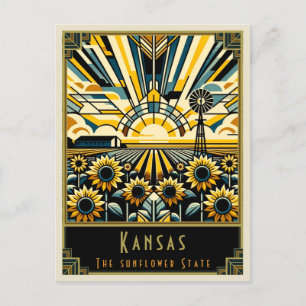 Kansas   Art Deco Postcard