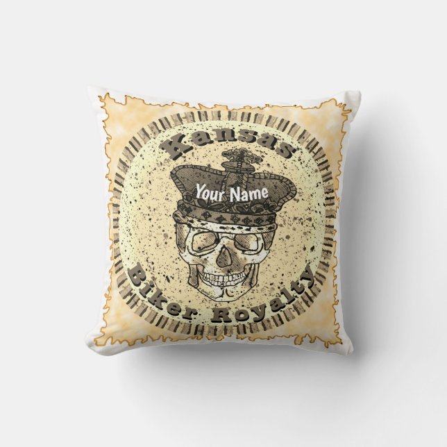 Kansas Biker  Throw Pillow (Front)