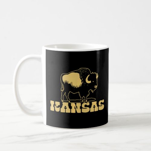Kansas Bison American Buffalo Vintage Style State  Coffee Mug