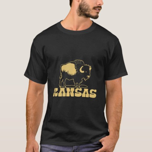 Kansas Bison American Buffalo Vintage Style State  T_Shirt