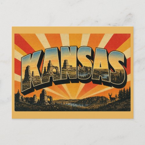 Kansas Chalk Formations Tallgrass Prairies Lakes Postcard