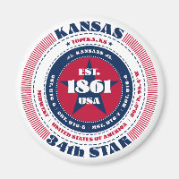 Kansas Circle Typography Souvenir Magnet