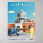 Kansas City Airport Art Deco Poster<br><div class="desc">Designed by aviation artist Rosie Louise in 2010 this is a contemporary design NOT an old poster reproduced by a non-artist.This shows the long demolished Kansas City Airport in the 'twenties in its Art Deco glory. The aircraft depicted is a Travel Air 5000</div>
