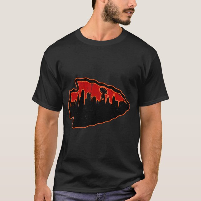 Kansas City Chiefs Arrowhead KC Skyline T-Shirt (Front)