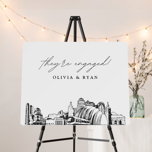 Kansas City Engagement Party Welcome Sign 28x22 (In Situ (Stand))