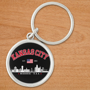 Kansas City Flag & Skyline Design   Cool Midwest Keychain
