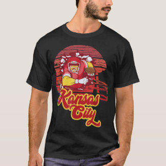 Kansas City Football Retro Sunset Helmet Chief BBQ T-Shirt
