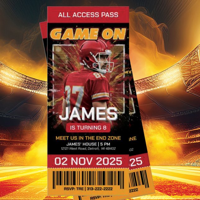 Kansas City Football Ticket Birthday Invitation (Creator Uploaded)