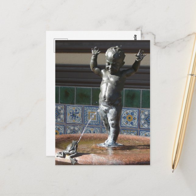 Kansas City Fountain Boy and Frog Postcard (Front/Back In Situ)