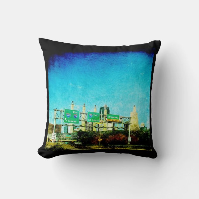 Kansas City Highway Throw Pillow (Front)
