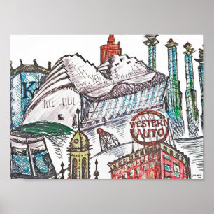 Kansas City Iconic Architecture Poster