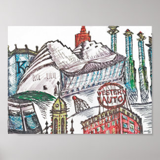 Kansas City Iconic Architecture Poster