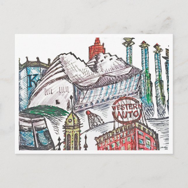 Kansas City Iconic Architecture Poster Postcard (Front)