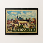 Kansas City Jigsaw Puzzle Missouri Vintage Travel<br><div class="desc">Kansas City Missouri design in Vintage Travel style featuring the city skyline view featuring the capitol building.</div>