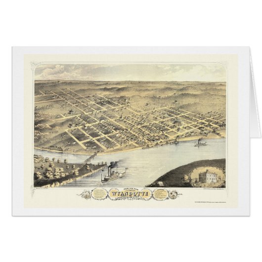 Kansas City, KS Panoramic Map - 1869 Cards (Front Horizontal)