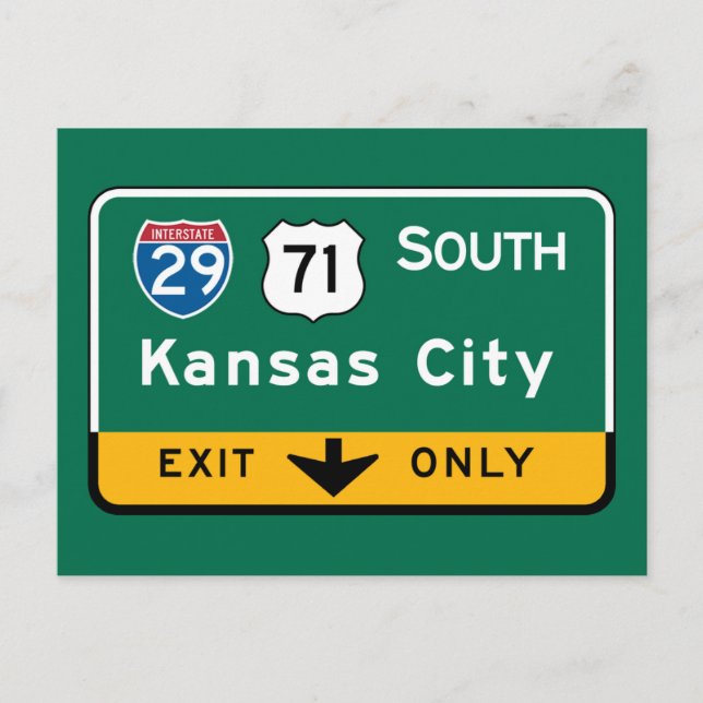 Kansas City, KS Road Sign Postcard (Front)
