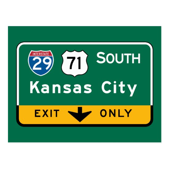 Kansas City KS Road Sign Postcard