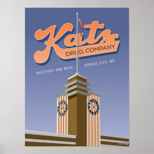 Kansas City Landmarks Katz Drugs  12 x 16 Poster