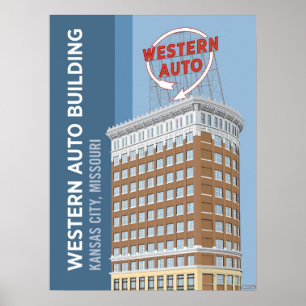 Kansas City Landmarks: Western Auto – 18 x 24 Poster