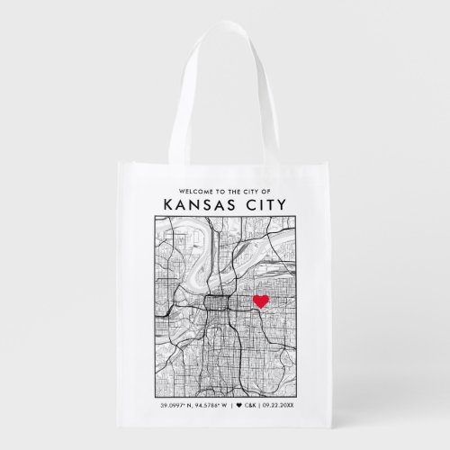 Kansas City Love Locator  City Map Welcome Grocery Bag