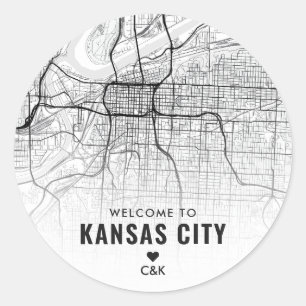 Kansas City Map Wedding Welcome Classic Round Sticker
