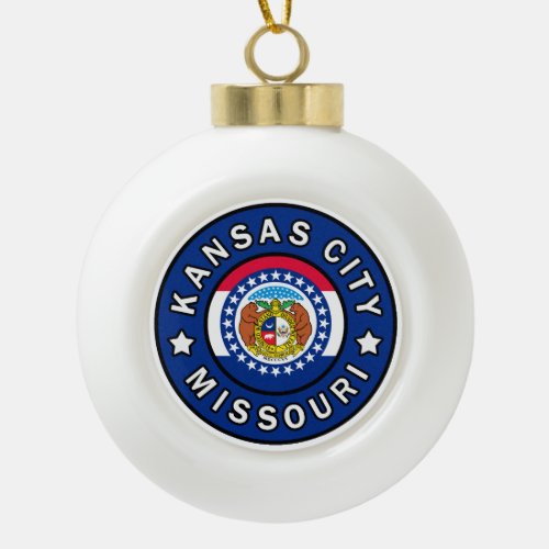 Kansas City Missouri Ceramic Ball Christmas Ornament