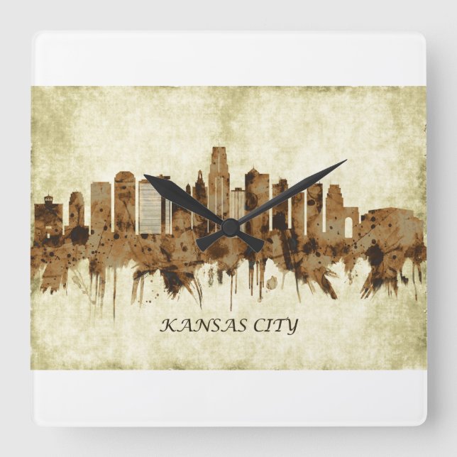 Kansas City Missouri Cityscape Square Wall Clock (Front)