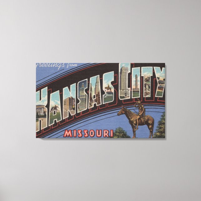 Kansas City, Missouri - Large Letter Scenes 2 Canvas Print (Front)