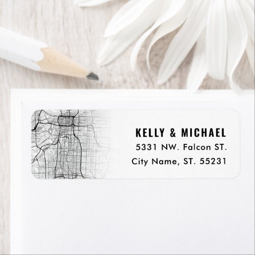 Kansas City Missouri Map Themed  Return Label