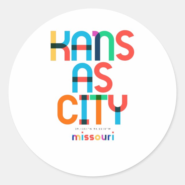 Kansas City Missouri Mid Century, Pop Art, Classic Round Sticker (Front)
