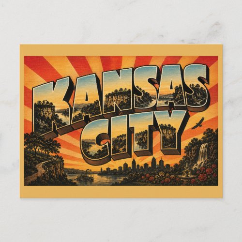 Kansas City Missouri River Bluffs Forests Art Postcard