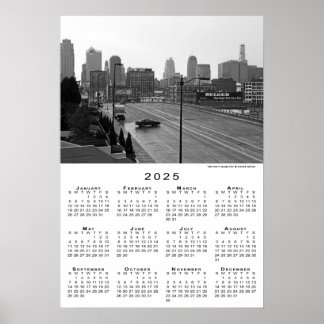 Kansas City, Missouri Skyline 2025 Calendar Poster