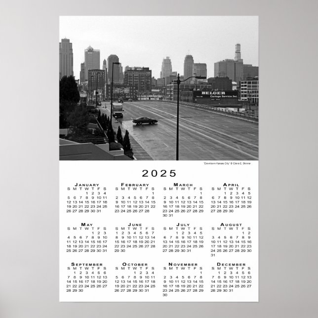 Kansas City, Missouri Skyline 2025 Calendar Poster (Front)