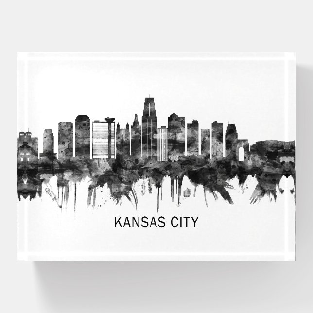 Kansas City Missouri Skyline BW Paperweight (Front)