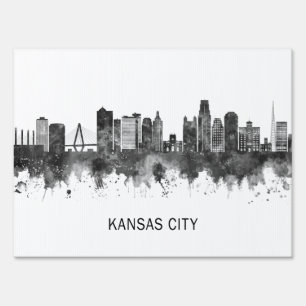 Kansas City Missouri Skyline BW Sign