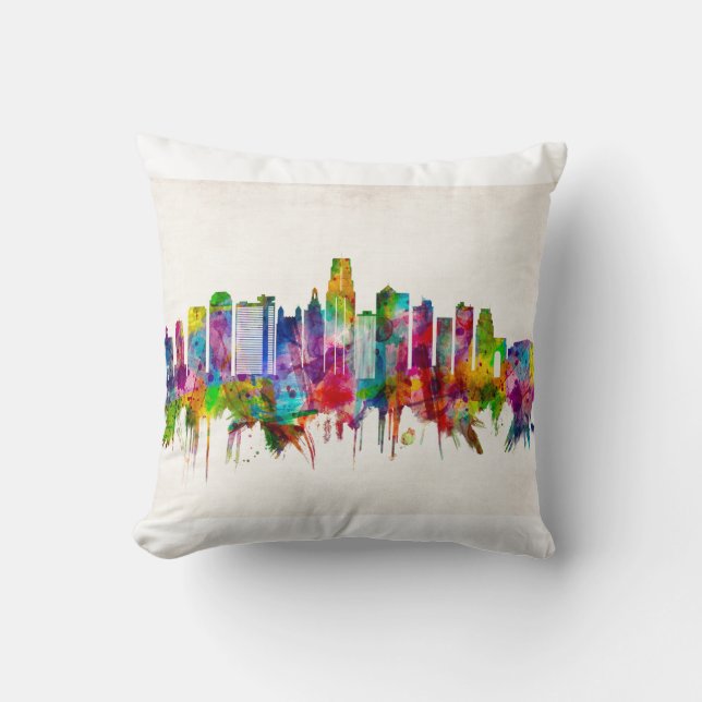 Kansas City Missouri Skyline Throw Pillow (Front)