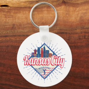 Kansas City Missouri United States Skyline Vintage Keychain