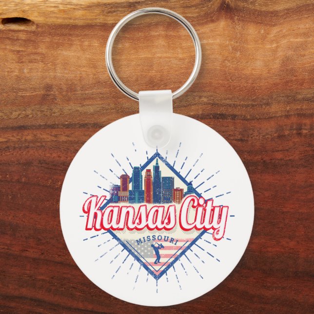 Kansas City Missouri United States Skyline Vintage Keychain (Front)