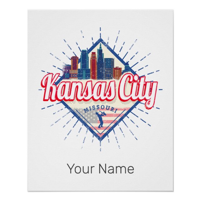 Kansas City Missouri United States Skyline Vintage Poster (Front)