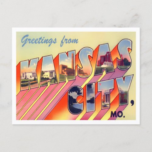 Kansas City Missouri Vintage Big Letters Postcard